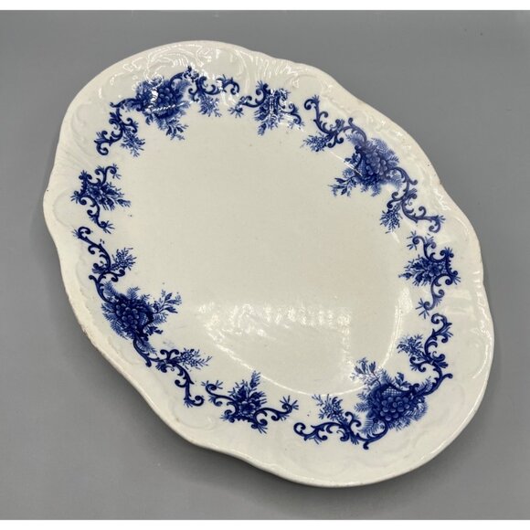 Upper Hanley Other - Antique Upper Hanley Platter Martha Blue Floral Porcelain Serving Dish 9x13
